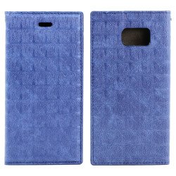 Samsung Galaxy S6 Slim Wave Magnetic Flip Leather Wallet Case (Blue)